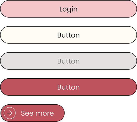 Button variants: pink, outline, disabled, filled, see more