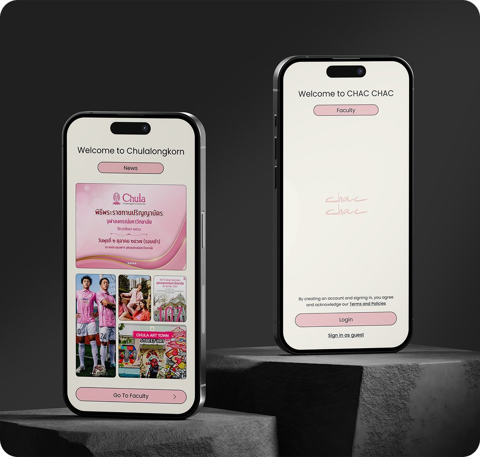 Chac Chac welcome and login screens