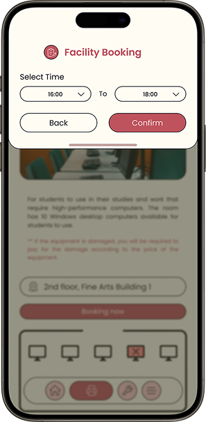 Select time screen with from and to dropdowns