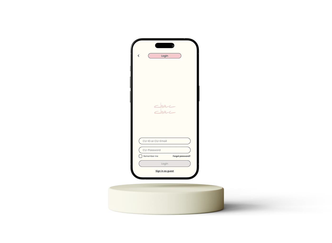Chac Chac login screen with handwritten wordmark