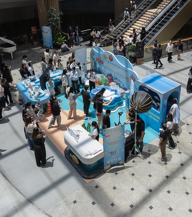 The whole booth from the floor above