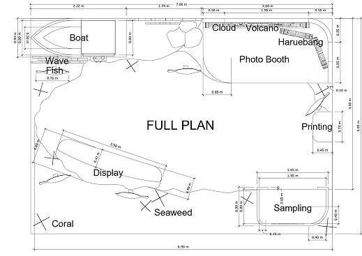 Dimensioned full plan of the Jeju Olive Flounder pop-up event