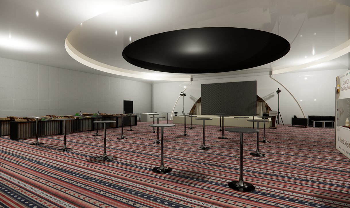 Interior render of the K-Food Night 2026 room at eye level