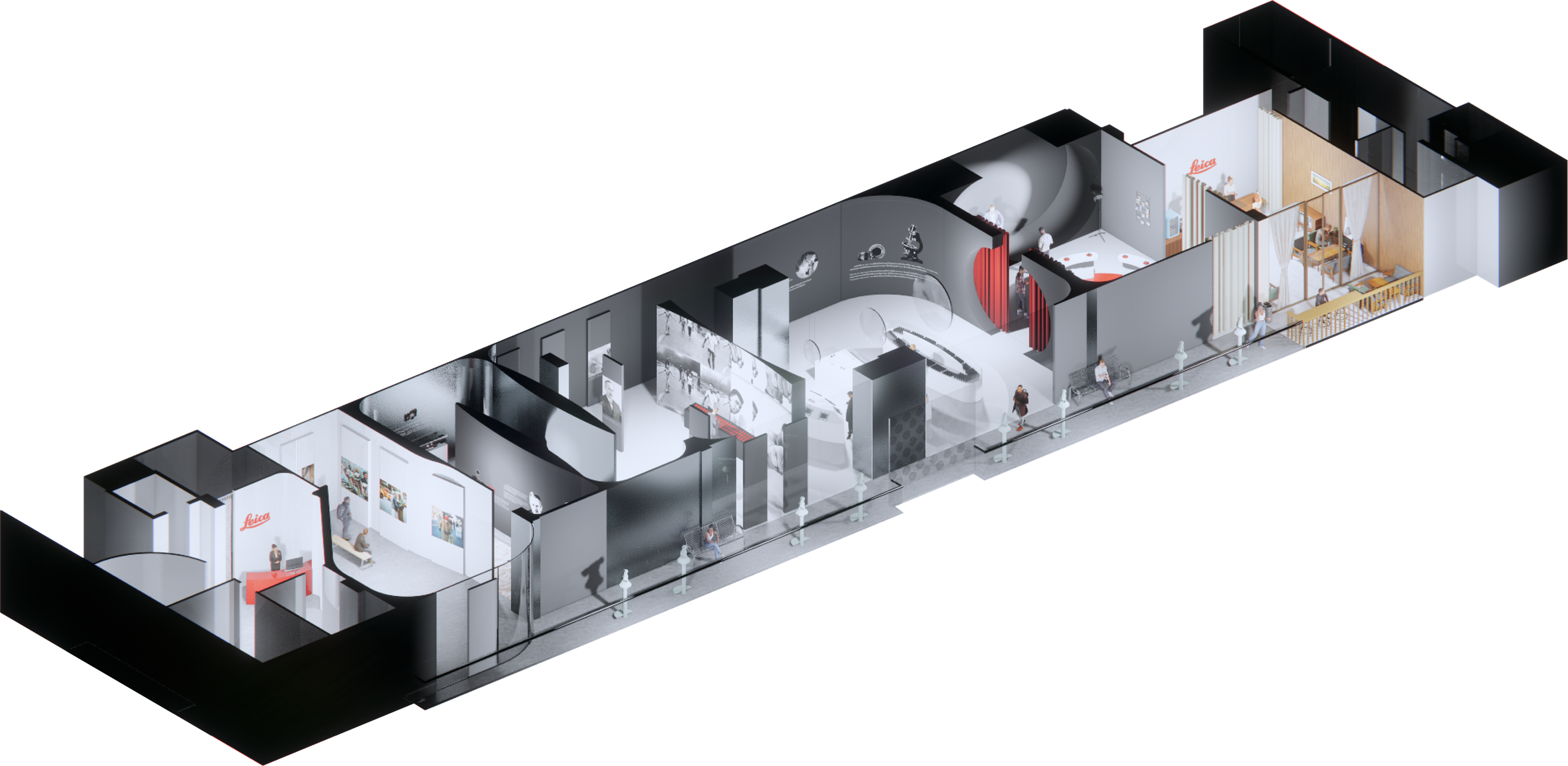 Axonometric cutaway of the Leitz MU exhibition