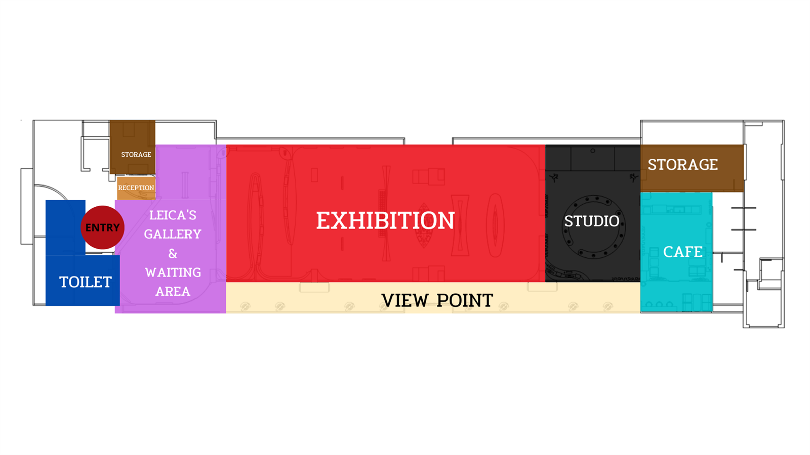 Colour-coded zoning diagram of the floorplate