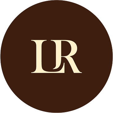 Filled espresso circle with the cream LR monogram