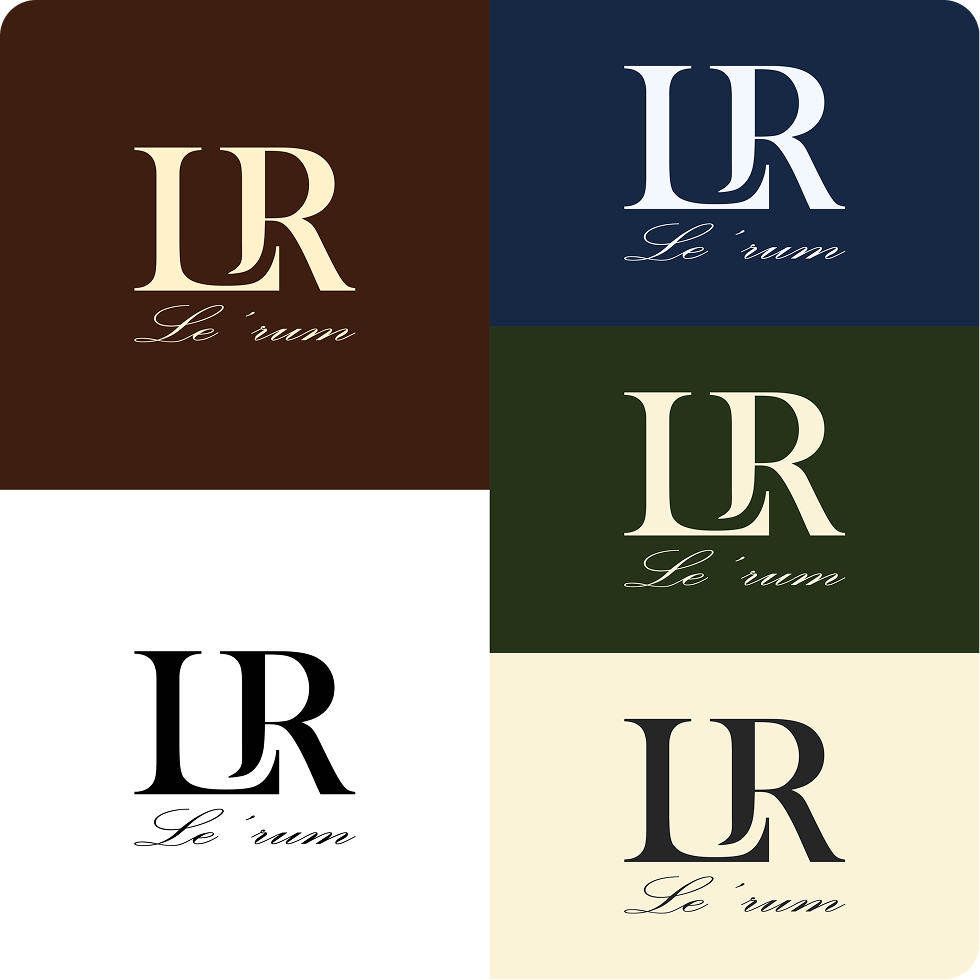 Le'rum logo shown in five colourways