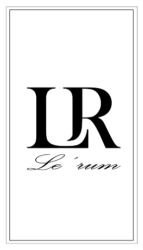 Portrait interior label, thin border, monogram and wordmark centred