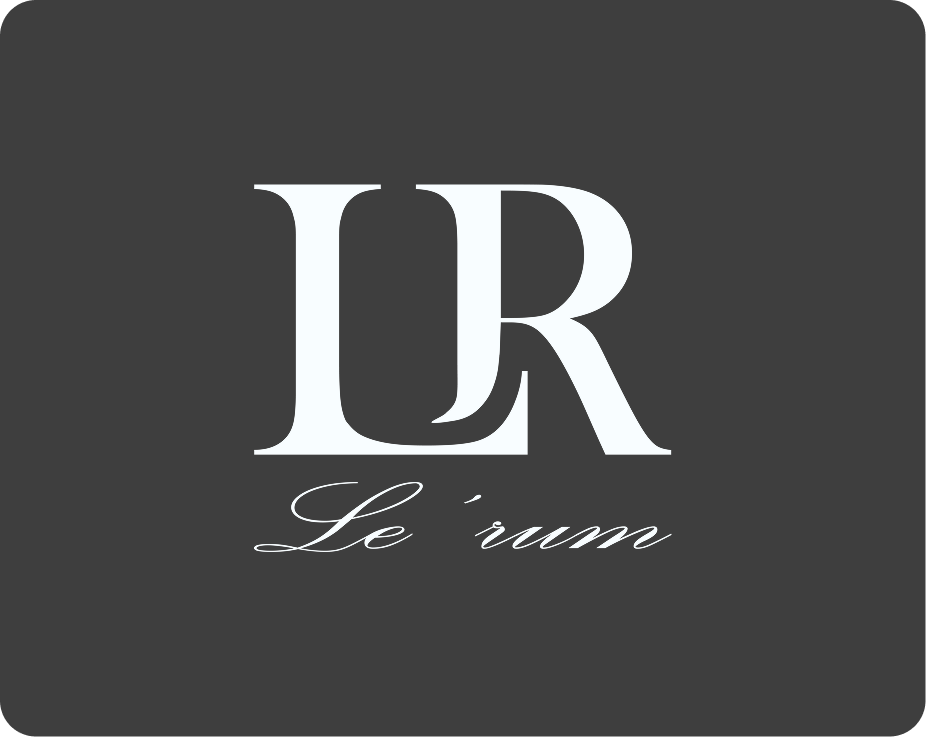 Le'rum LR monogram over the Le'rum script