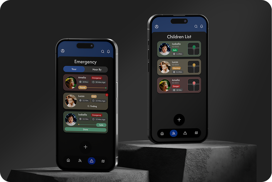 Dark mode emergency and children list