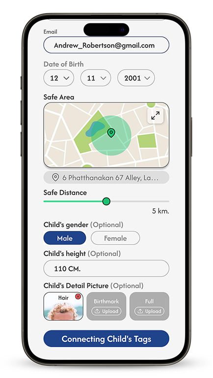 Create child's tag - completed form