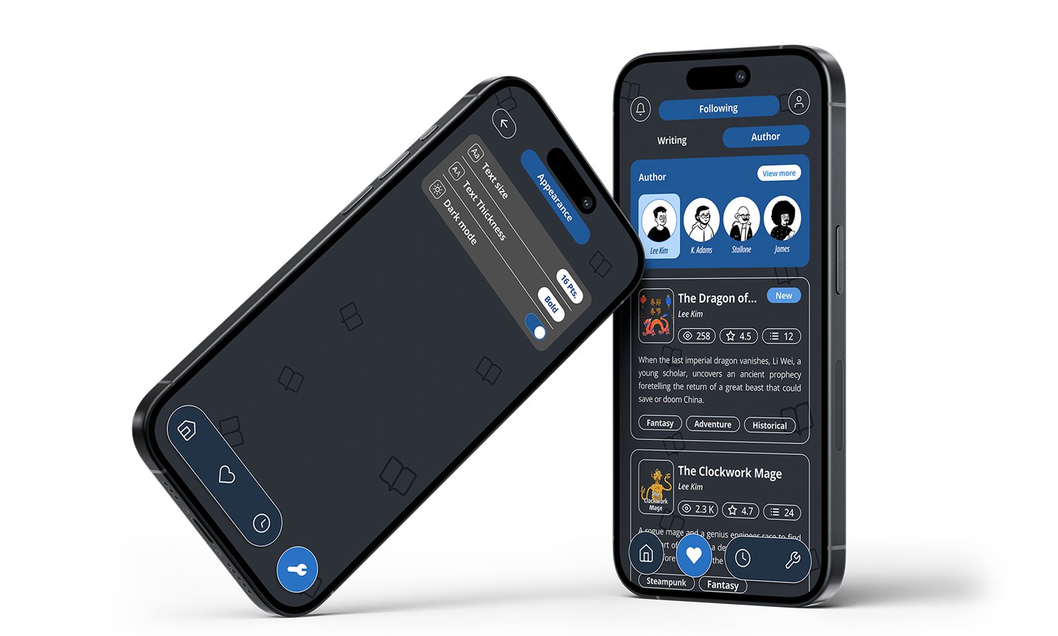 Night mode, appearance settings and following