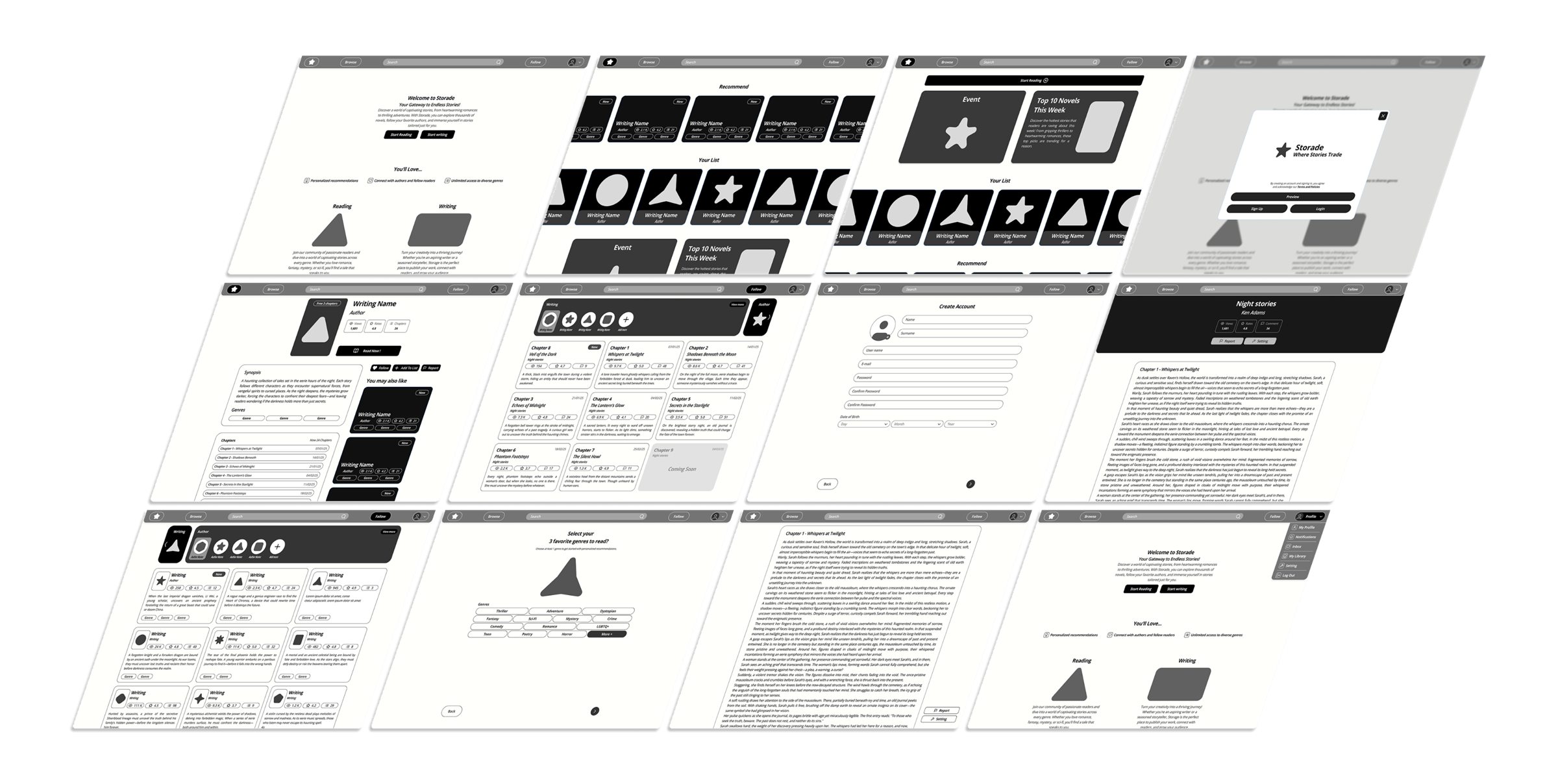 Desktop wireframes