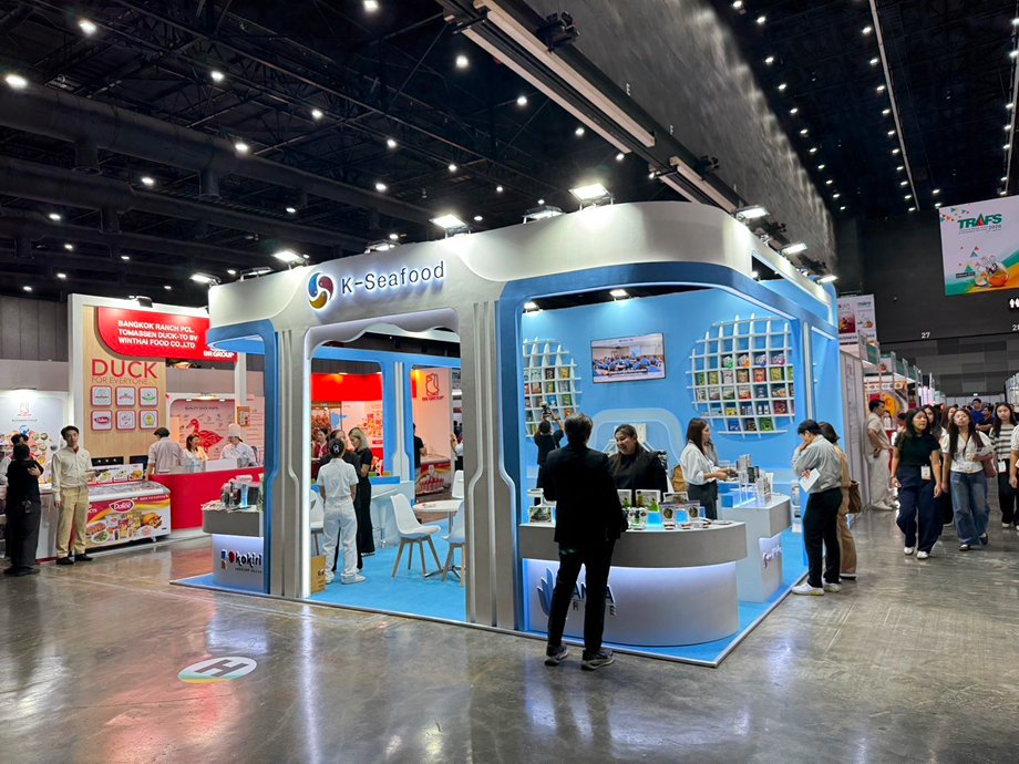 The booth in use from the aisle corner