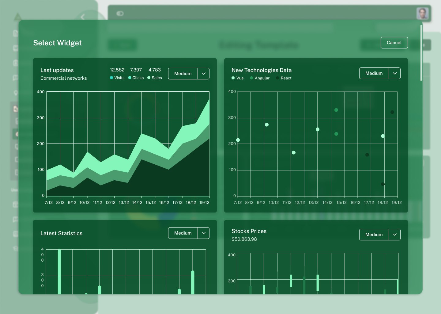 Select widget modal
