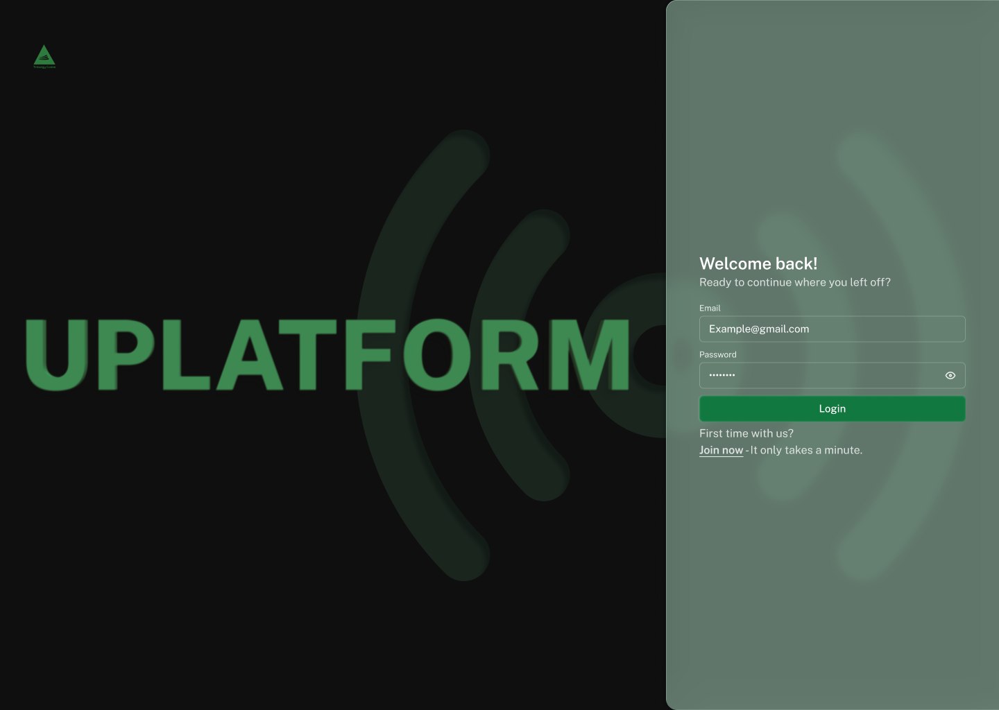 Login screen, night mode