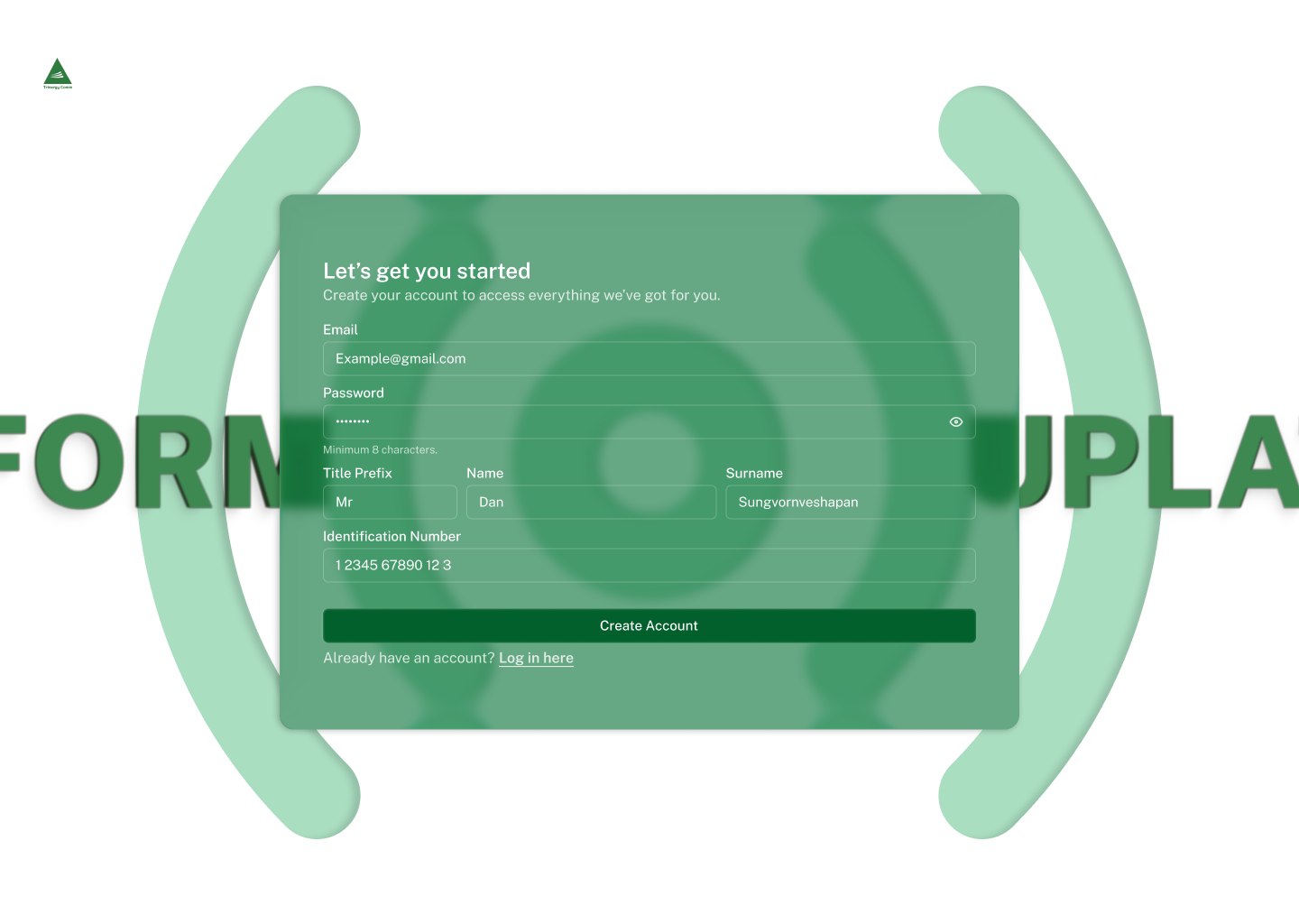 Register screen, light mode