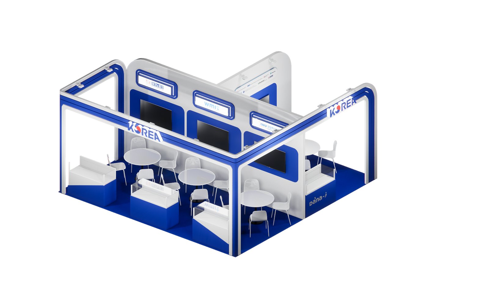 Isometric render of the WHX Korea booth